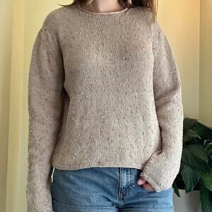 Cream and pink speckled sweater knitwear size medium